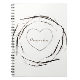 Cuaderno Diario personalizado Corona de palos rústicos rama