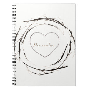 Cuaderno Diario personalizado Corona de palos rústicos rama