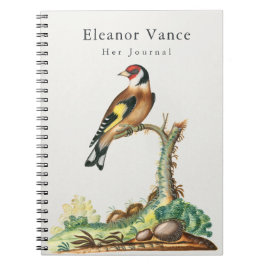 Cuaderno Diario Personalizado de Botánica Antigua y Pájaros