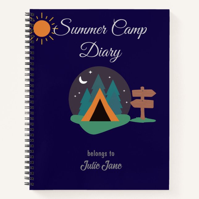 Cuaderno diario personalizado de campamento de ver (Anverso)