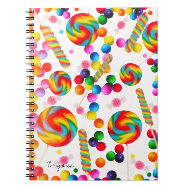 Cuaderno Diario personalizado de caramelo de arcoíris Candy (Frente)