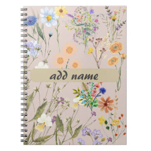Cuaderno Diario personalizado de flor silvestre, mujeres pe