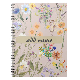 Cuaderno Diario personalizado de flor silvestre, mujeres pe