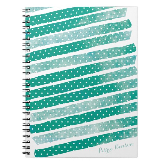 Cuaderno Diario personalizado de franjas acuáticas de punto (Frente)