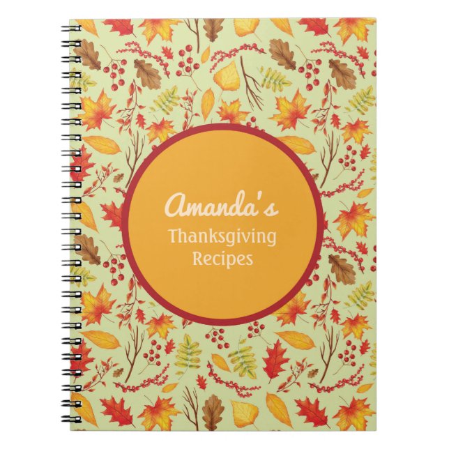 Cuaderno Diario Personalizado de Hojas de Otoño (Frente)