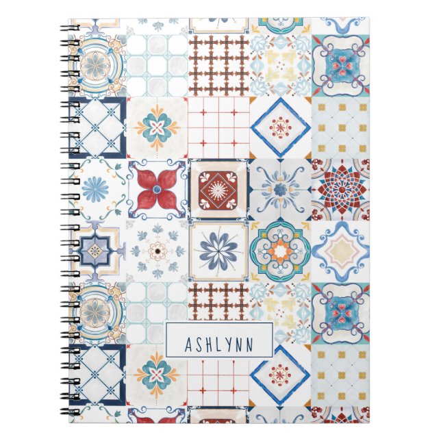 Cuaderno Diario personalizado de mosaico español (Frente)
