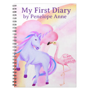 Cuaderno Diario Personalizado de Niñas Unicornio Arcoíris F