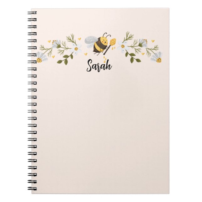 Cuaderno Diario Personalizado de nombre de abeja personaliz (Frente)