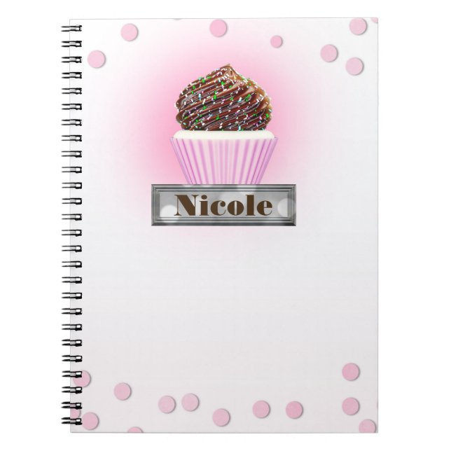 Cuaderno Diario personalizado de pastelería rosa Confetti B (Frente)