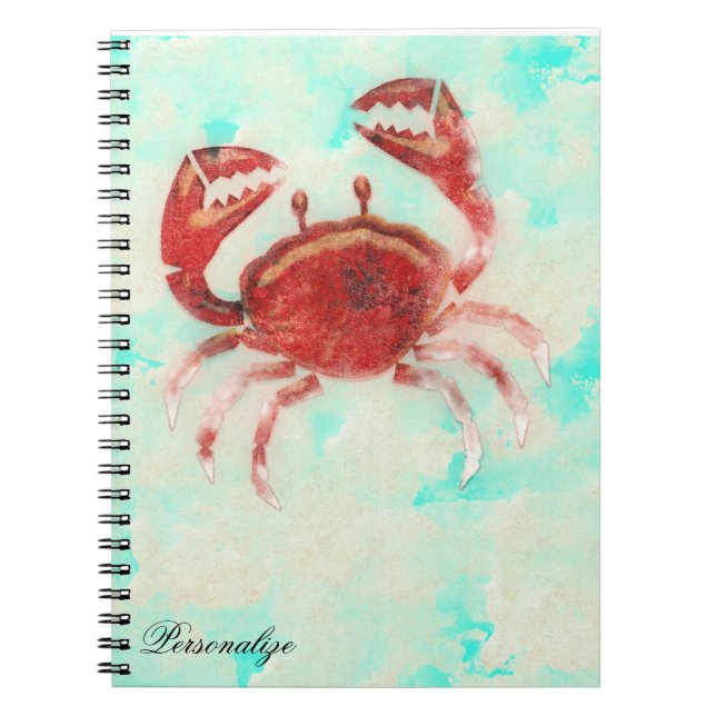 Cuaderno Diario personalizado de playa elegante de cangrejo (Frente)