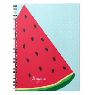 Cuaderno Diario personalizado de sandía azul divertido vera