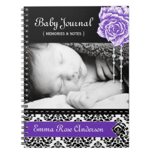 Cuaderno Diario personalizado del bebé del damasco