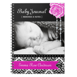 Cuaderno Diario personalizado del bebé del damasco