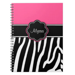 Cuaderno Diario personalizado estampado de zebra rosado