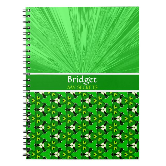 Cuaderno Diario personalizado Green Satin & Ivy my Secrets (Frente)