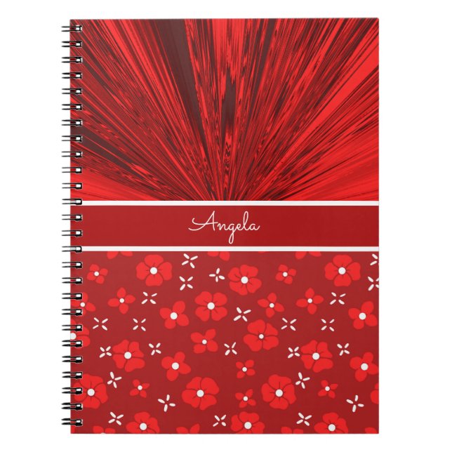 Cuaderno Diario personalizado Red Satin n Flowers (Frente)