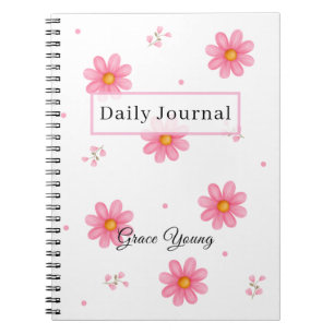 Cuaderno Diario Personalizado Rosa Daisy Nombre Personaliza