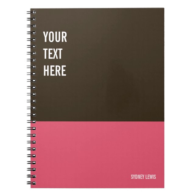 Cuaderno Diario Personalizado rosa y marrón, Pad de escritu (Frente)