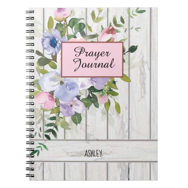 Cuaderno Diario Pink Blue Purple Floral Nombre Rezo (Frente)