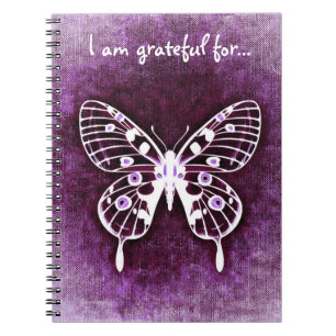 Cuaderno Diario púrpura de la gratitud de la mariposa