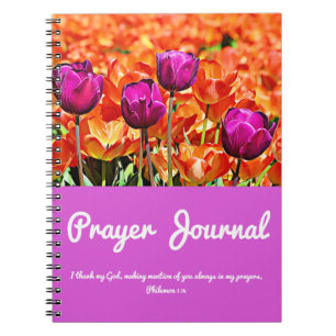 Cuaderno Diario púrpura y anaranjado del rezo de los