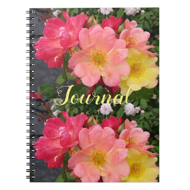 Cuaderno Diario Red Yellow Rose Flower Florales Rosas (Frente)