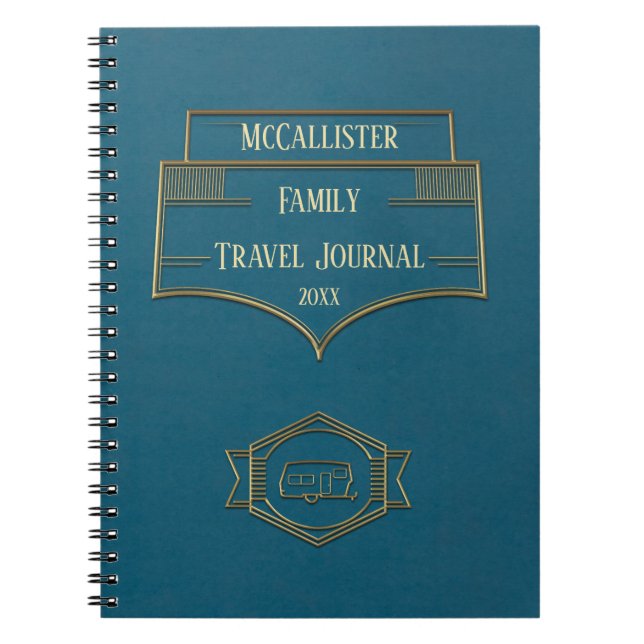 Cuaderno Diario retro del viaje del campista de rv (Frente)