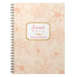 Cuaderno Diario romántico de jardín primaveral floral perso