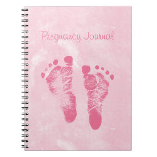 Cuaderno Diario rosado femenino lindo del embarazo de las