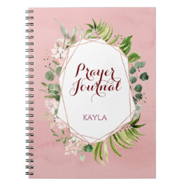 Cuaderno Diario Rubor Pink Rose Gold Floral Name Prayer
