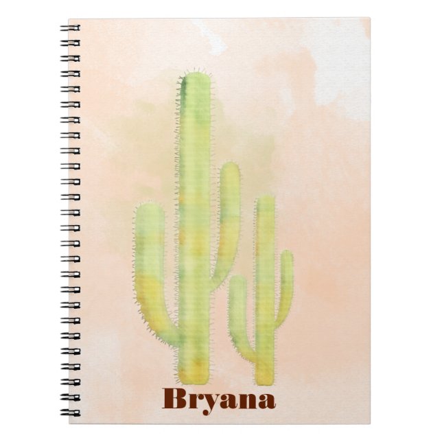 Cuaderno Diario Sencillo Cactus Acuarela Suroeste (Frente)