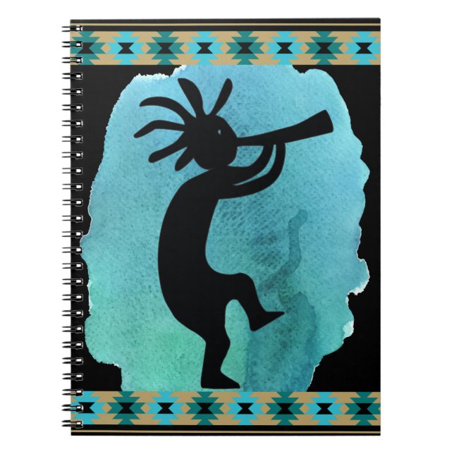 Cuaderno Diario Verde azulado del Suroeste Kokopelli (Frente)