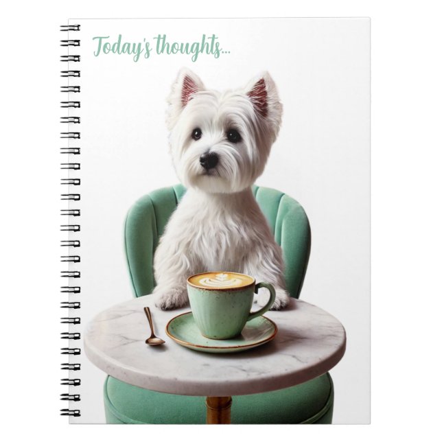 Cuaderno Diario Westie Beber latte (Frente)