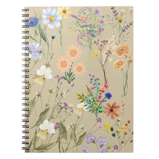 Cuaderno Diario Wildflower, bloc de notas para mujeres (Frente)