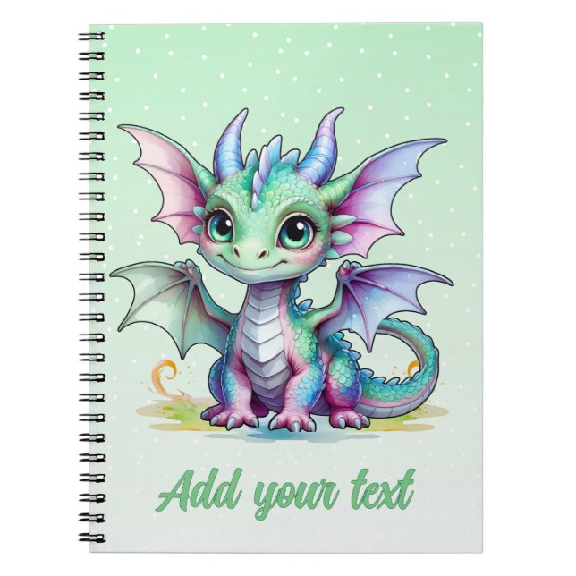 Cuaderno Diarios personalizados de sueños de dragón mentola (Frente)