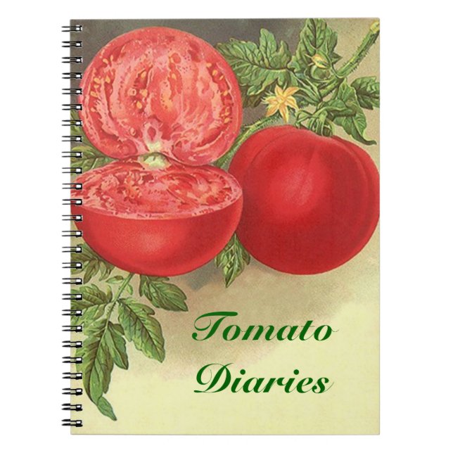 Cuaderno Diarios rojos del tomate del diario del jardín del (Frente)