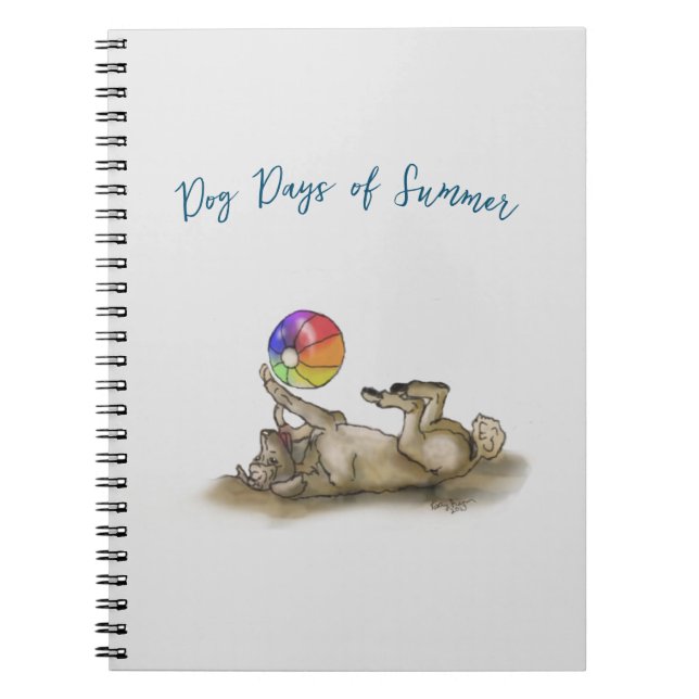 Cuaderno Días de perro caniche de verano con bola de playa (Frente)
