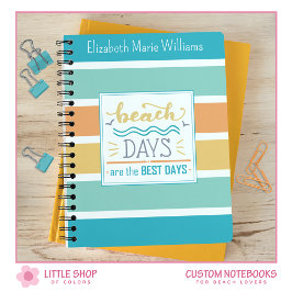Cuaderno Días de Playa con Rayas Tropicales Monogramadas
