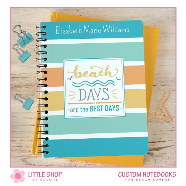 Cuaderno Días de Playa con Rayas Tropicales Monogramadas (Subido por el creador)
