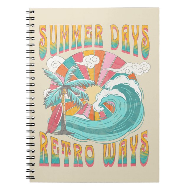 Cuaderno Días de verano, estilo retro diseño de texto (Frente)