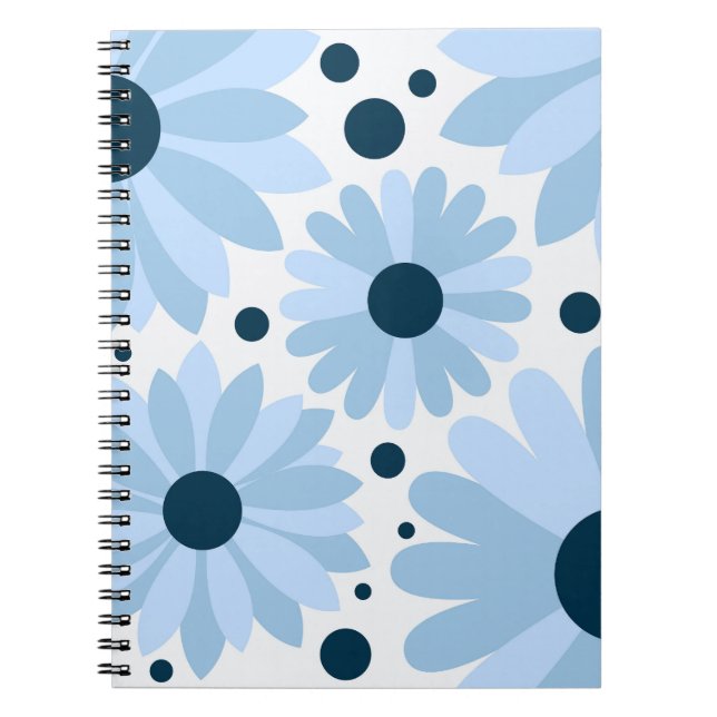 Cuaderno Diásisis de estilo retro azul y puntos azules oscu (Frente)