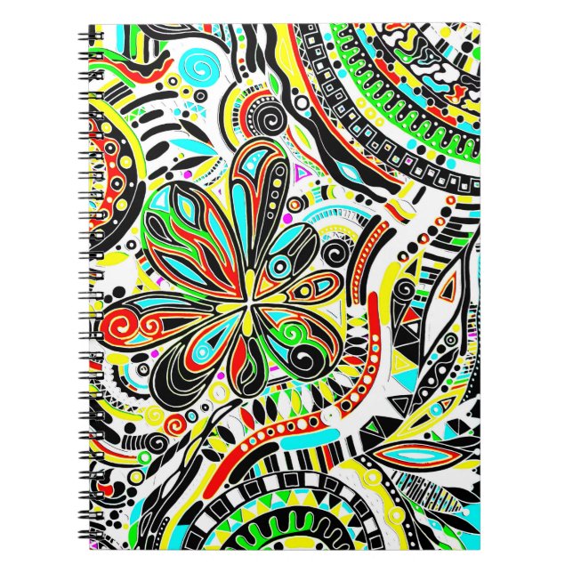 Cuaderno Dibujando Arte de Fantasía - Flores Abstractas 3 (Frente)