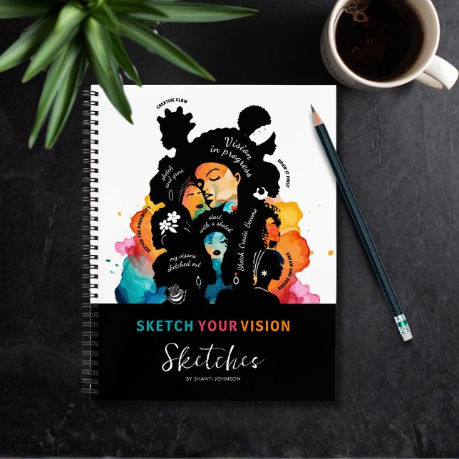 Cuaderno Dibujar tu visión SketchBook Afro Art Creativo  (A Unique Sketch Book For Visionaries)