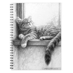 Cuaderno Dibujo a Lápiz de Gato Atigrado Durmiendo