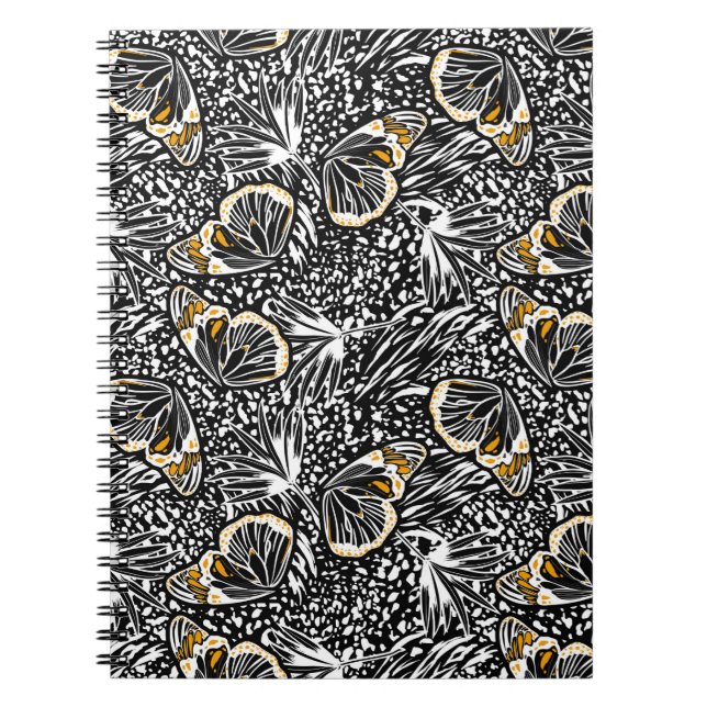 Cuaderno Dibujo a mano a la moda mariposas volando con (Frente)