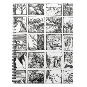 Cuaderno Dibujo a pluma y tinta Paisaje Cuadrados Diseño