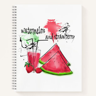 Cuaderno Dibujo acuarela de sandía y fresas