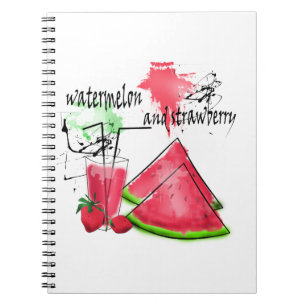 Cuaderno Dibujo acuarela de sandía y fresas