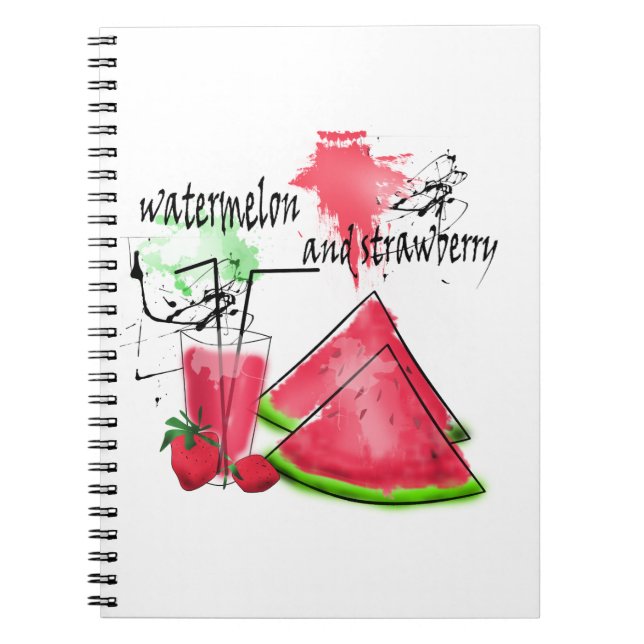 Cuaderno Dibujo acuarela de sandía y fresas (Frente)