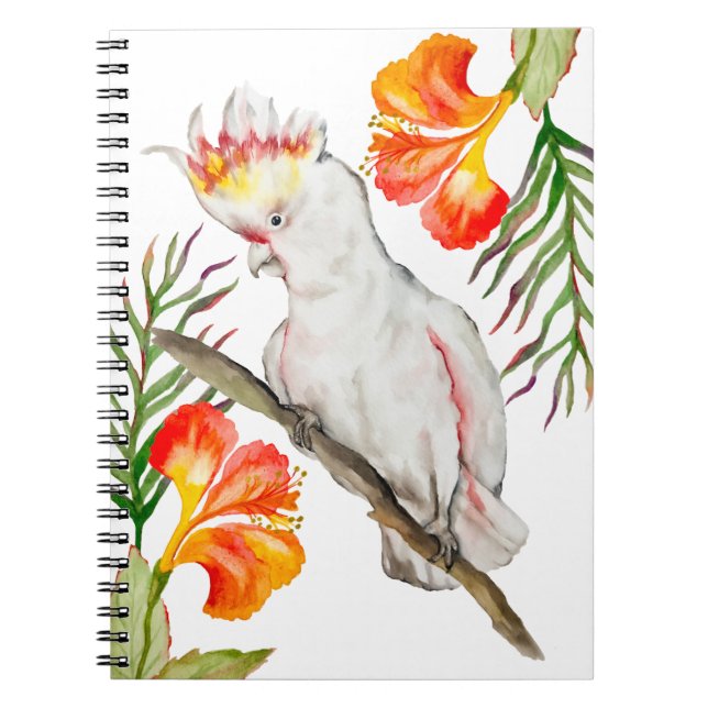 Cuaderno Dibujo acuarela de un loro de cacatúa (Frente)